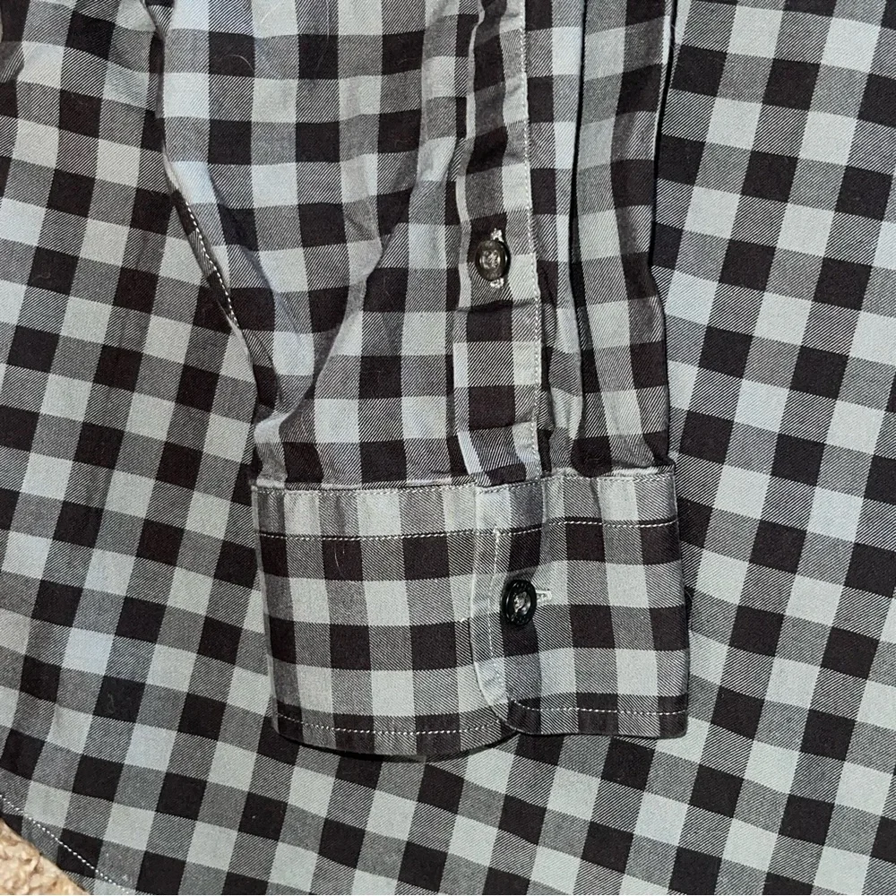 Lacoste Shirt Mens 46 Gray Check Modern Fit Long Sleeve Button Down Gray Black - Picture 6 of 9